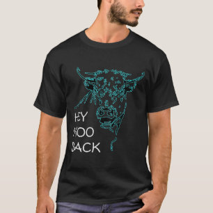 Camiseta Esquema De Toro De Vaca Azul Hey Moo Back Tee-Desi