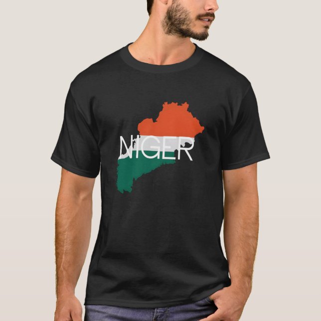 Camiseta Esquema del mapa de la bandera de Níger (Anverso)