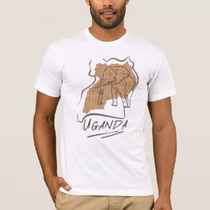 Camiseta Esquema del mapa del elefante de Uganda