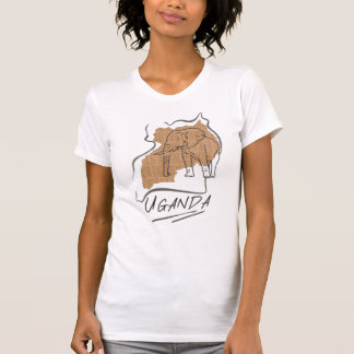 Camiseta Esquema del mapa del elefante de Uganda