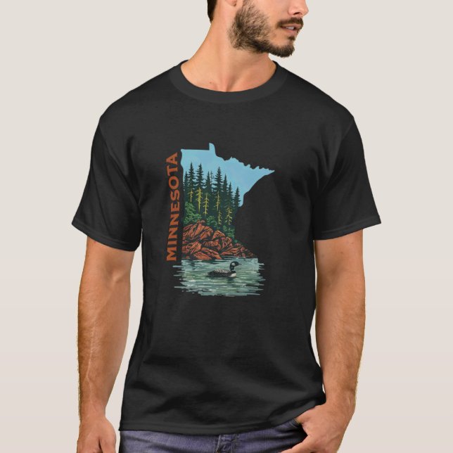 Camiseta Esquema del mapa del estado de Minnesota con somor (Anverso)