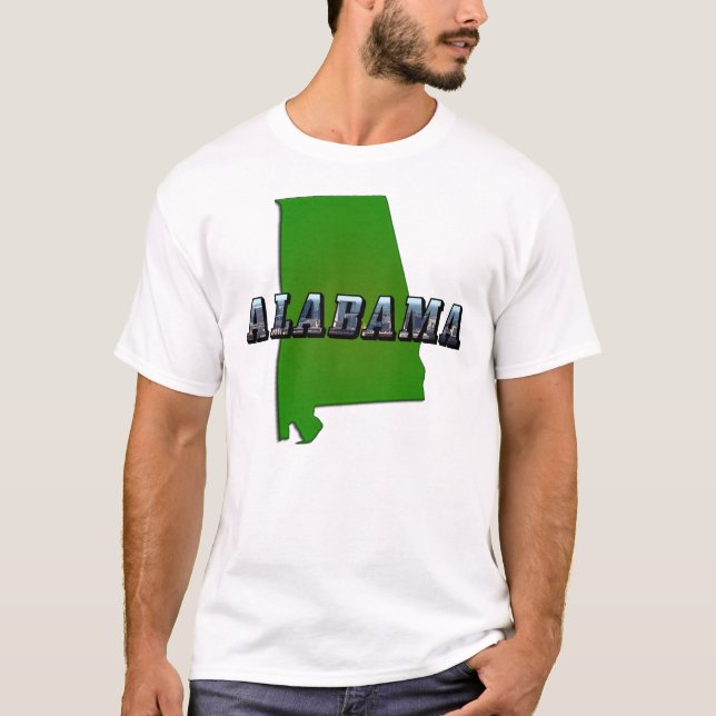 Camiseta Esquema del mapa y texto de la imagen de Alabama (Anverso)