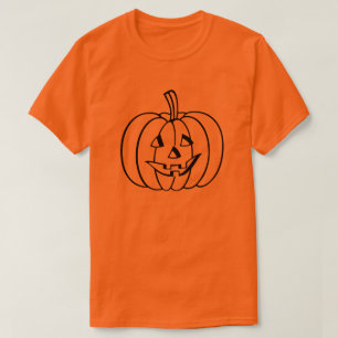 Camiseta Esquema negro de la calabaza de la Jack-O-Linterna