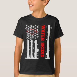 Camiseta Esquí acuático gráfico con bandera vintage de EE.