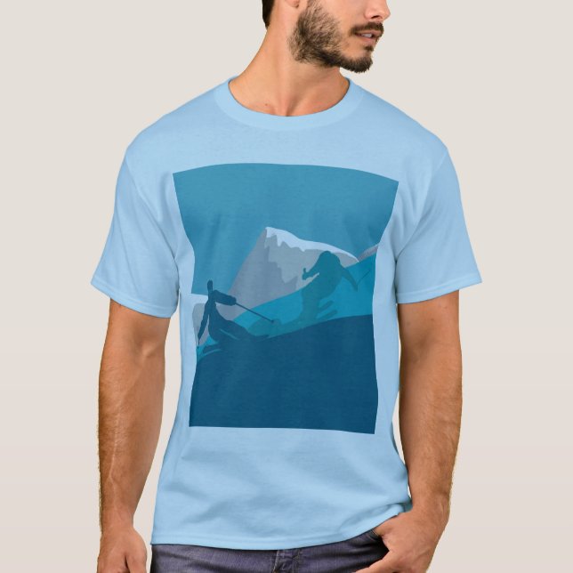 Camiseta Esquí alpino de descenso en esquí azul claro (Anverso)