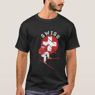 Camiseta Esquí alpino suizo Schweiz Rota Bandera de Suiza