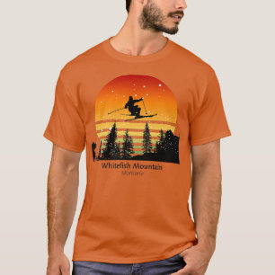 Camiseta Esquí atardecer en la montaña Whitefish MT con esq
