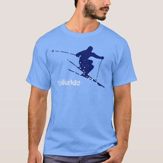 Camiseta Esquí azul de la nieve del telururo (Anverso)