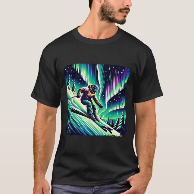 Camiseta Esquí de aventura bajo luces del norte (Anverso)