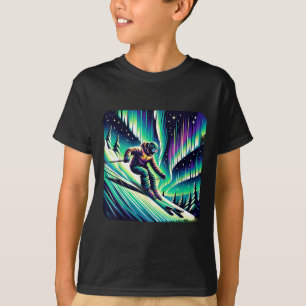 Camiseta Esquí de aventura bajo luces del norte
