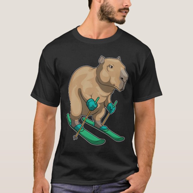 Camiseta Esquí de Capibara Deportes de invierno (Anverso)