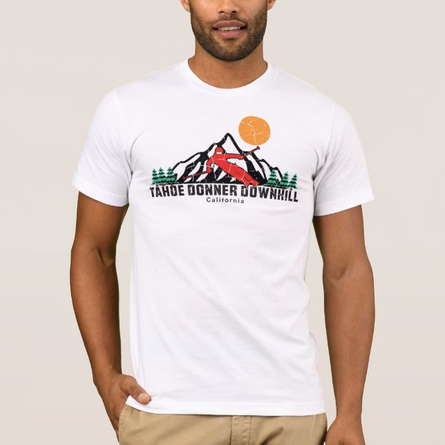 Camiseta Esquí de descenso de Retro Tahoe Donner (Anverso)