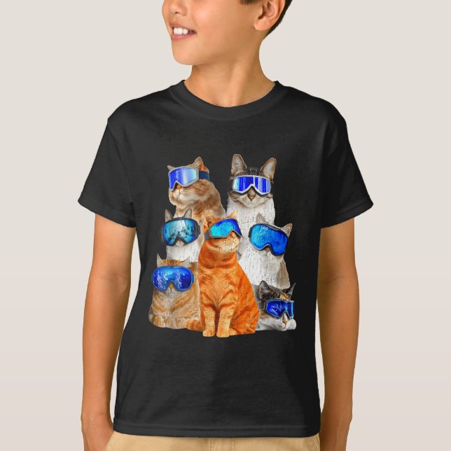 Camiseta Esquí de gato divertido  (Anverso)