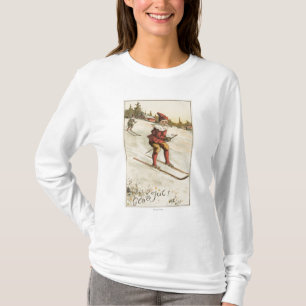 Camiseta Esquí de GreetingSanta del navidad