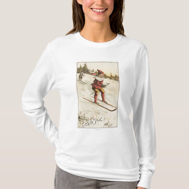 Camiseta Esquí de GreetingSanta del navidad (Anverso)