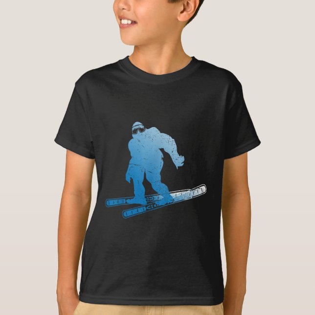 Camiseta Esquí de invierno Sasquatch esquí Criptid Criptzoo (Anverso)