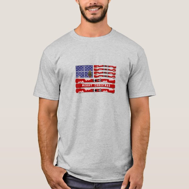 Camiseta Esquí de navidades y bandera de Estados Unidos de  (Anverso)