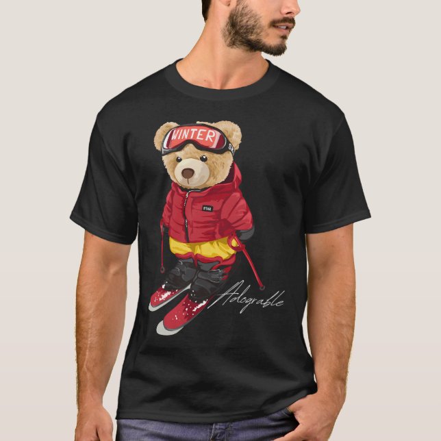 Camiseta Esquí De Oso Adorable Cute - Esquí Adograble (Anverso)