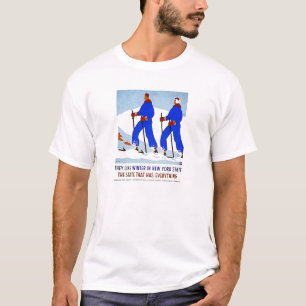 Camiseta Esquí en poster del vintage de NewYork