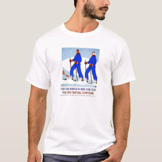 Camiseta Esquí en poster del vintage de NewYork