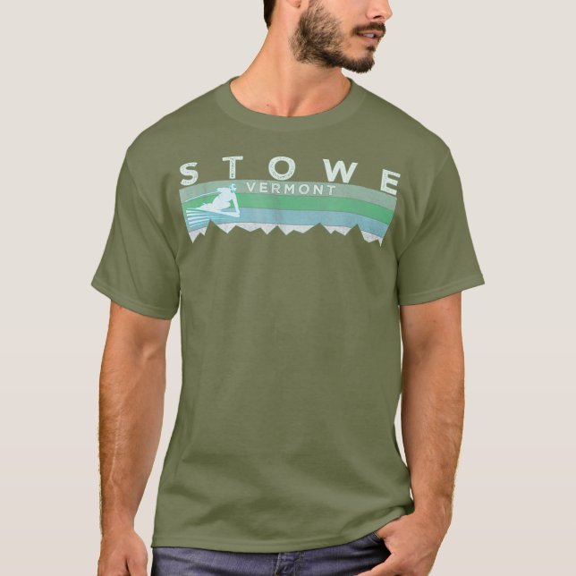 Camiseta Esquí en problemas Retro Stowe VT (Anverso)