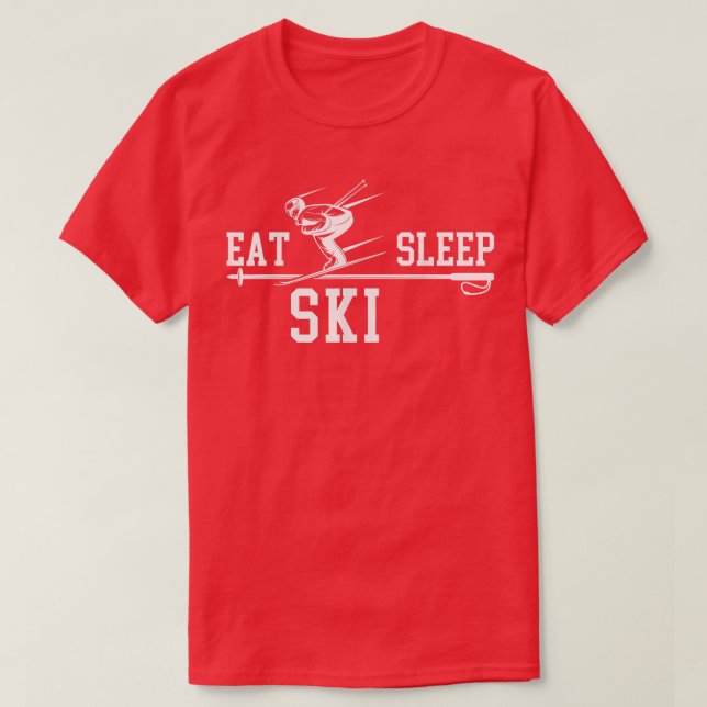 Camiseta Esquí Esquiar Eat Sleep Repetir Nieve deportiva Sk (Diseño del anverso)