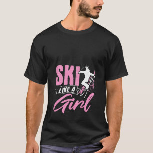 Camiseta Esquí femenino como una chica esquiadores deportes