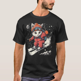Camiseta Esquí Hombres, Mujeres y Niños Gato Esquiador