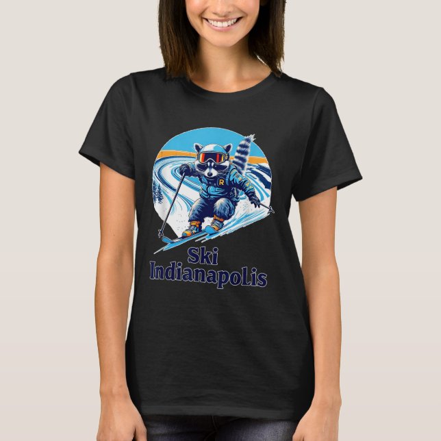 Camiseta Esquí Raccoon De Estilo Retro En Indianápolis Indi (Anverso)