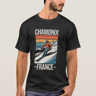Camiseta Esquí Retro Chamonix Francia, esquí de montaña fra