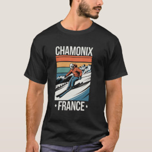 Camiseta Esquí Retro Chamonix Francia, Esquí de Montaña Fra