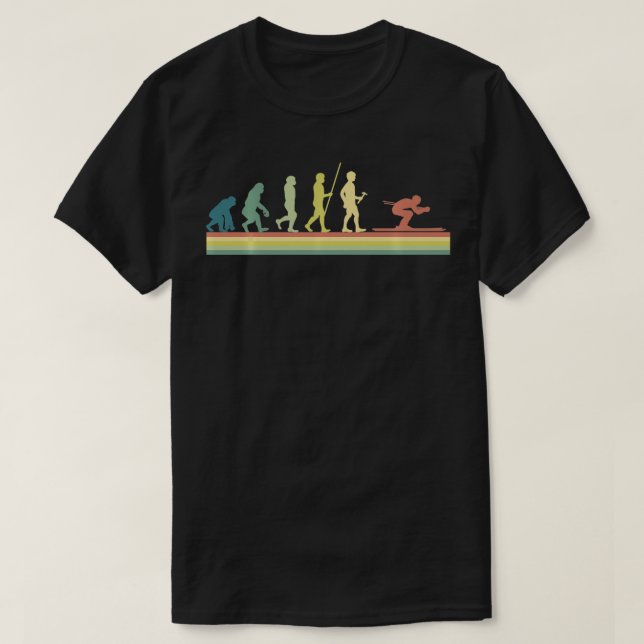 Camiseta Esquí Retro Evolución Humana Divertido Esquiador d (Diseño del anverso)