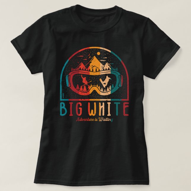 Camiseta Esquí retro grande blanco (Diseño del anverso)