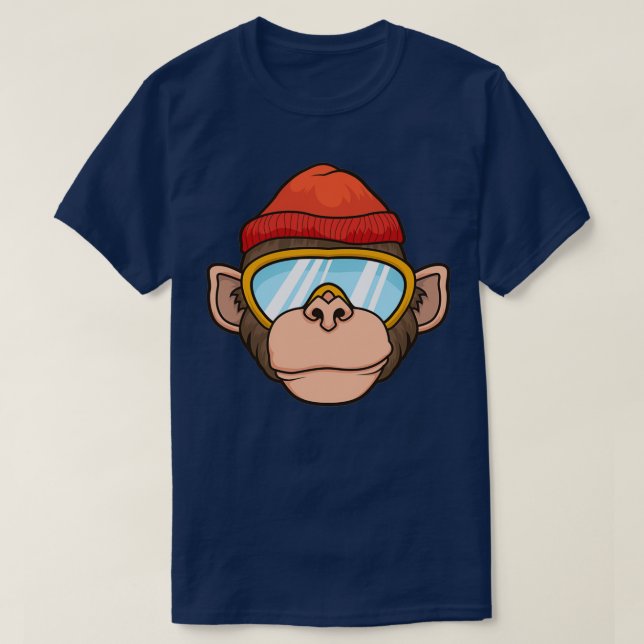 Camiseta Esquí Snowboard Esquí Monkey Head Lover Gift (Diseño del anverso)