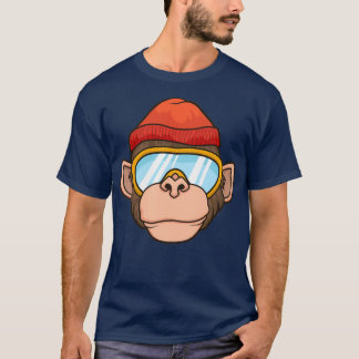 Camiseta Esquí Snowboard Esquí Monkey Head Lover Gift