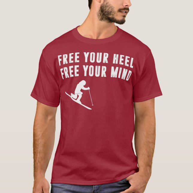 Camiseta Esquí Telemark Gratis talón Libere su mente (Anverso)