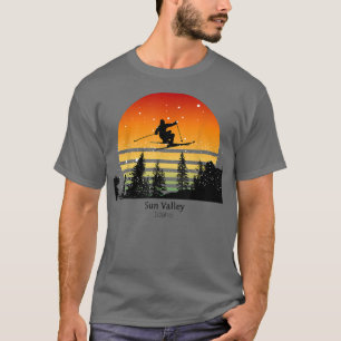Camiseta Esquí Vintage Sunset Skier Sun Valley ID abajo Sno
