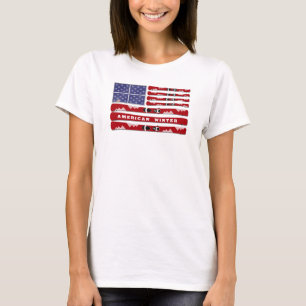 Camiseta Esquí y copos de nieve bandera de Estados Unidos p