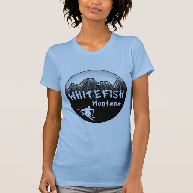 Camiseta Esquiador artístico de Montana del pescado blanco (Anverso)