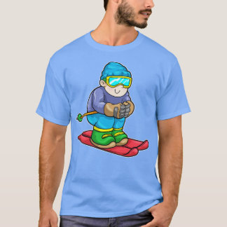 Camiseta Esquiador con bastón de esquí