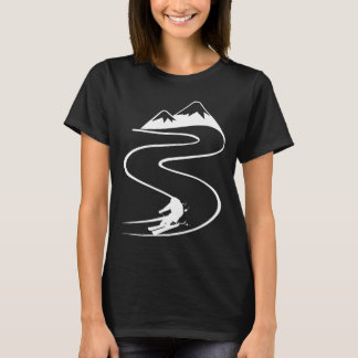 Camiseta Esquiador con huellas en nieve polvo profunda Free