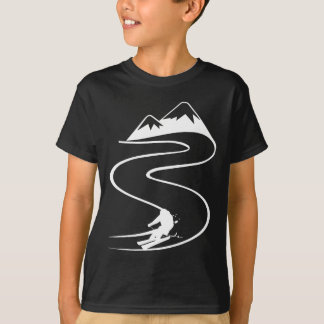 Camiseta Esquiador con huellas en nieve polvo profunda Free