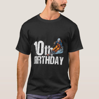 Camiseta Esquiador Cumpleaños 10 Skier Niño Niña Cumpleaños