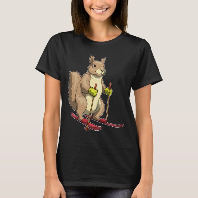 Camiseta Esquiador de ardillas deportes de invierno (Anverso)