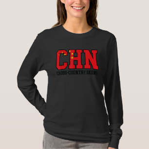 Camiseta Esquiador de bandera china esquí de fondo chino