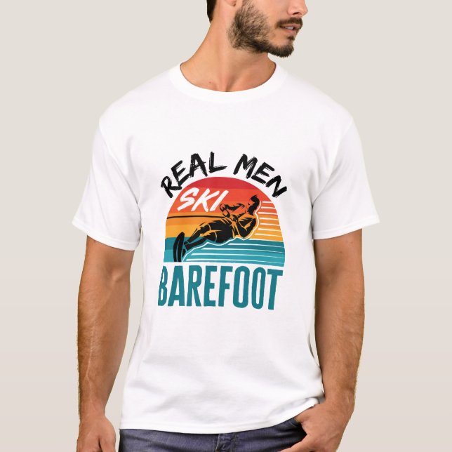 Camiseta Esquiador de esquí acuático Barefoot para hombres  (Anverso)