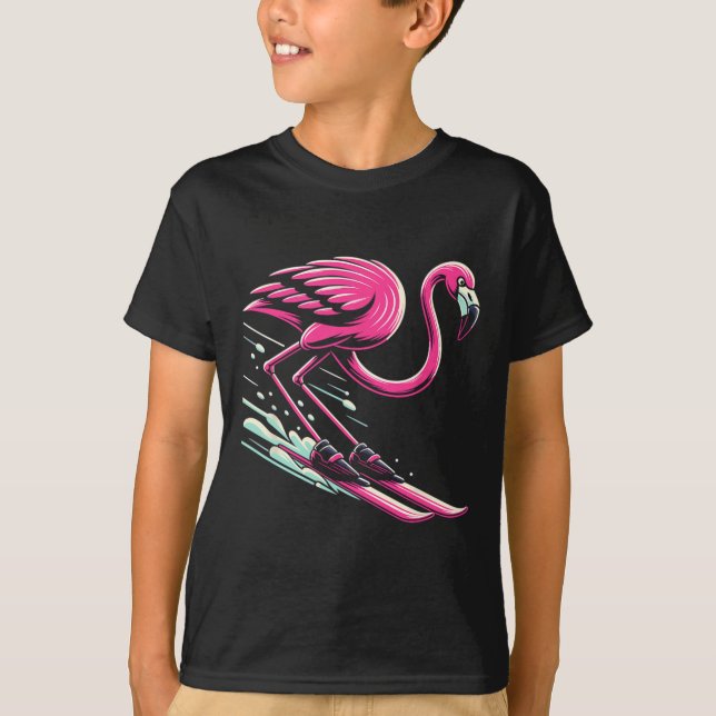 Camiseta Esquiador De Esquí Flamingo Para Hombres Mujeres N (Anverso)