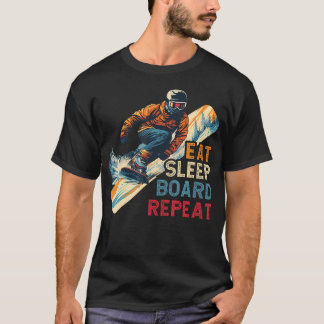 Camiseta Esquiador de nieve Come Duerme Tabla