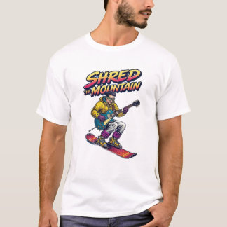 Camiseta Esquiador de nieve destrozando la montaña