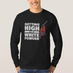 Camiseta Esquiador de nieve en polvo blanco para esquiar